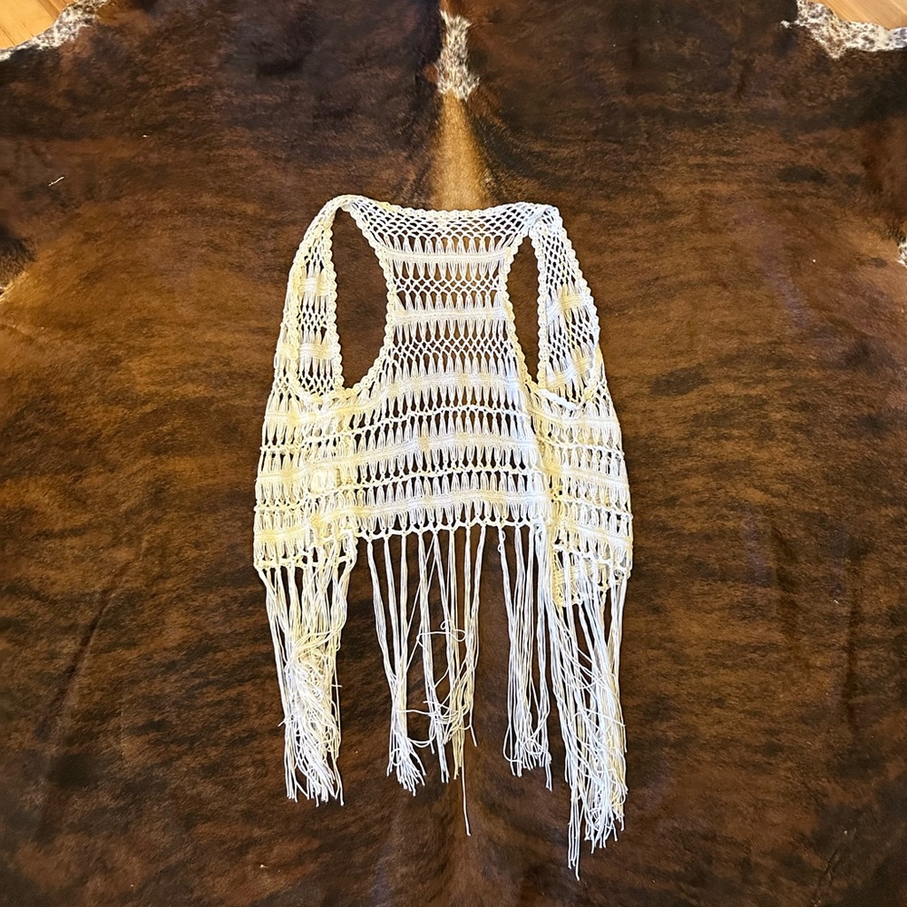 Women’s Cream Crochet Kimono- size L